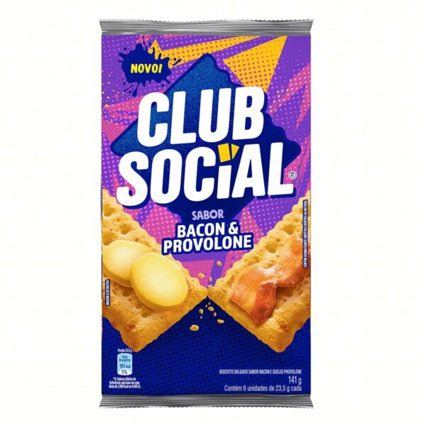 BISCOITO CLUB SOCIAL BACON PROVOLONE PCT 141G