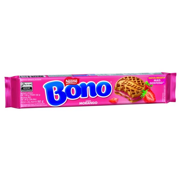BISCOITO RECHEADO BONO MORANGO PCT 90G