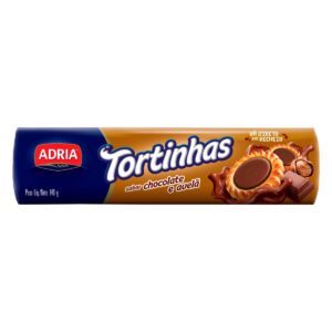 BISCOITO RECHEADO ADRIA TORTINHAS AVELA COM CHOCOLATE PCT 140G