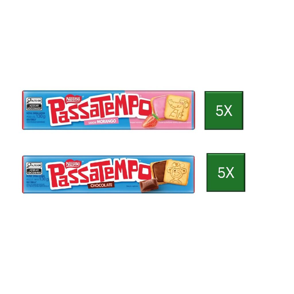 KIT ESPECIAL BISCOITO PASSATEMPO MORANGO E CHOCOLATE COM 10 UNDS