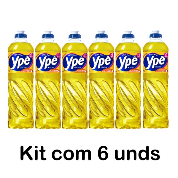 DETERGENTE LIQUIDO YPE NEUTRO 500ML - KIT COM 6 UNIDADES