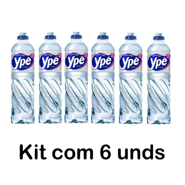 DETERGENTE LIQUIDO YPE CLEAR 500ML - KIT COM 6 UNIDADES