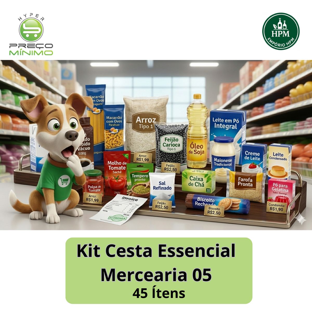 KIT CESTA ESSENCIAL MERCEARIA 05 - 45 ÍTENS